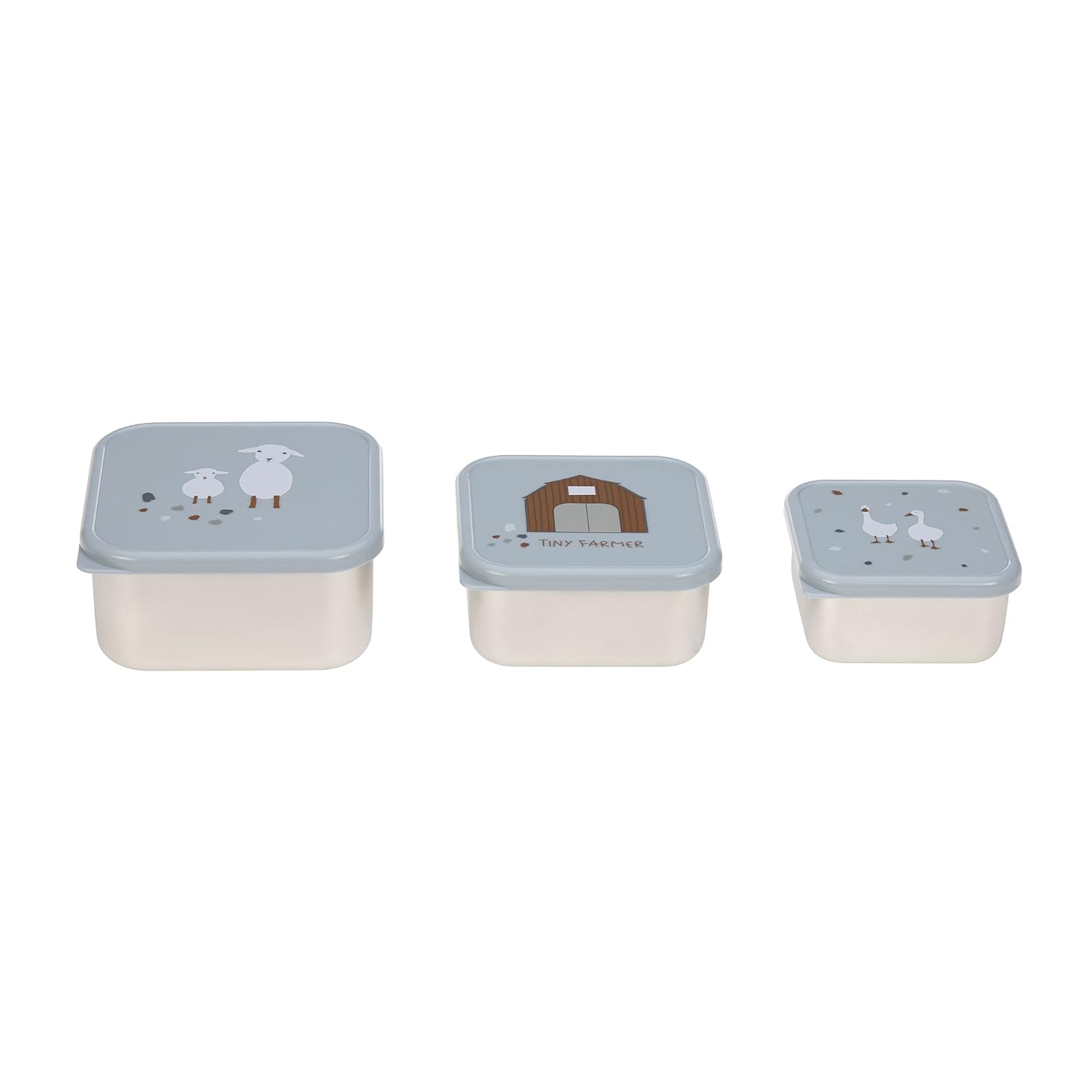 Thumbnail 2 de LÄSSIG Snackbox 3er Set Edelstahl Tiny Farmer blue – 3 Größen, spülmaschinenfest