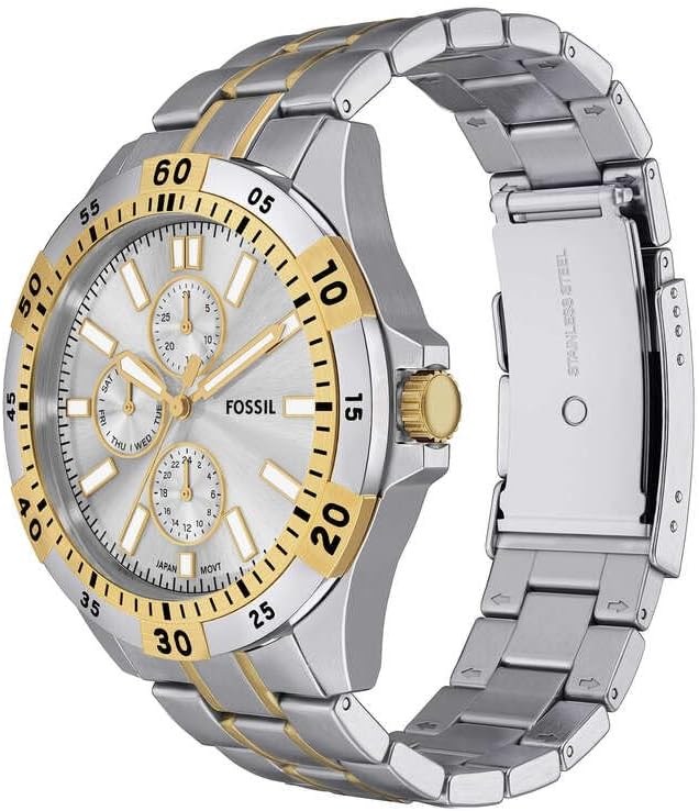 Detalle de FOSSIL Garrett Herrenuhr – Quarz Multifunktion, Edelstahlarmband, 44 mm Gehäuse