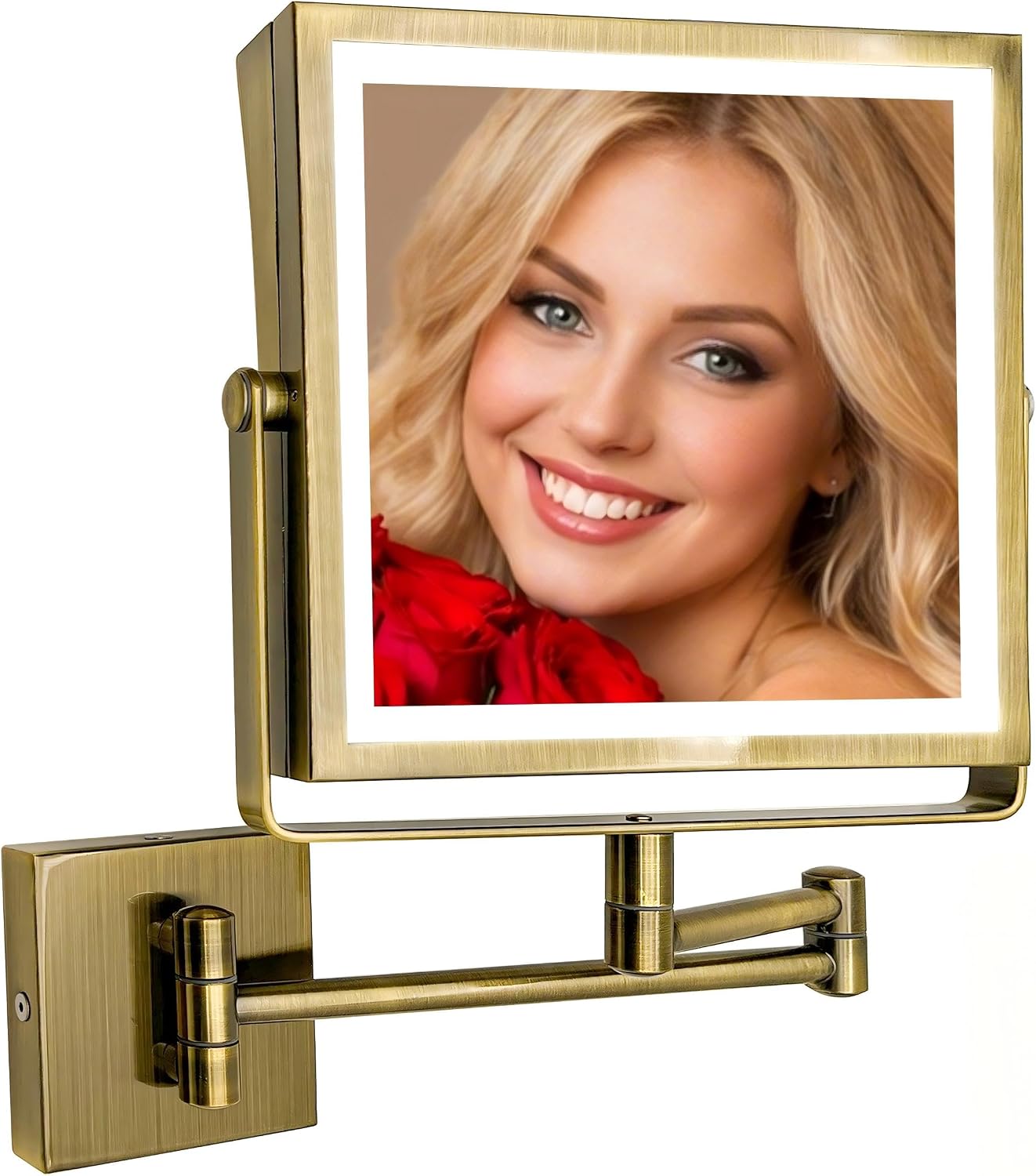 Thumbnail 4 de Ruacq Rechargeable Wall Mounted Makeup Mirror with Lights (1X/10X, 3-Color Dimmable, 360° Arm)