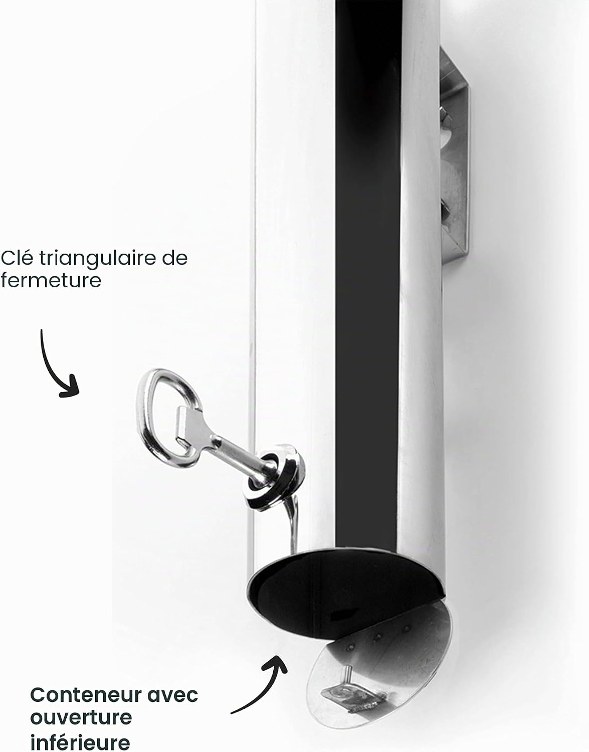 Detalle 2 de LACOR 63331 Mural cendrier rond en acier inox 18/10, 8 x 46 cm, argenté
