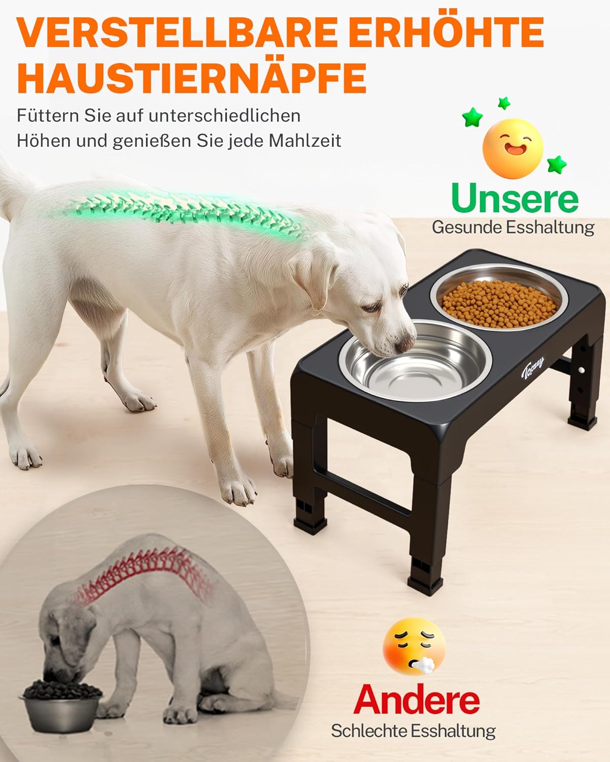 Thumbnail 2 de Toozey Hundenapf Höhenverstellbar mit 4 Stufen