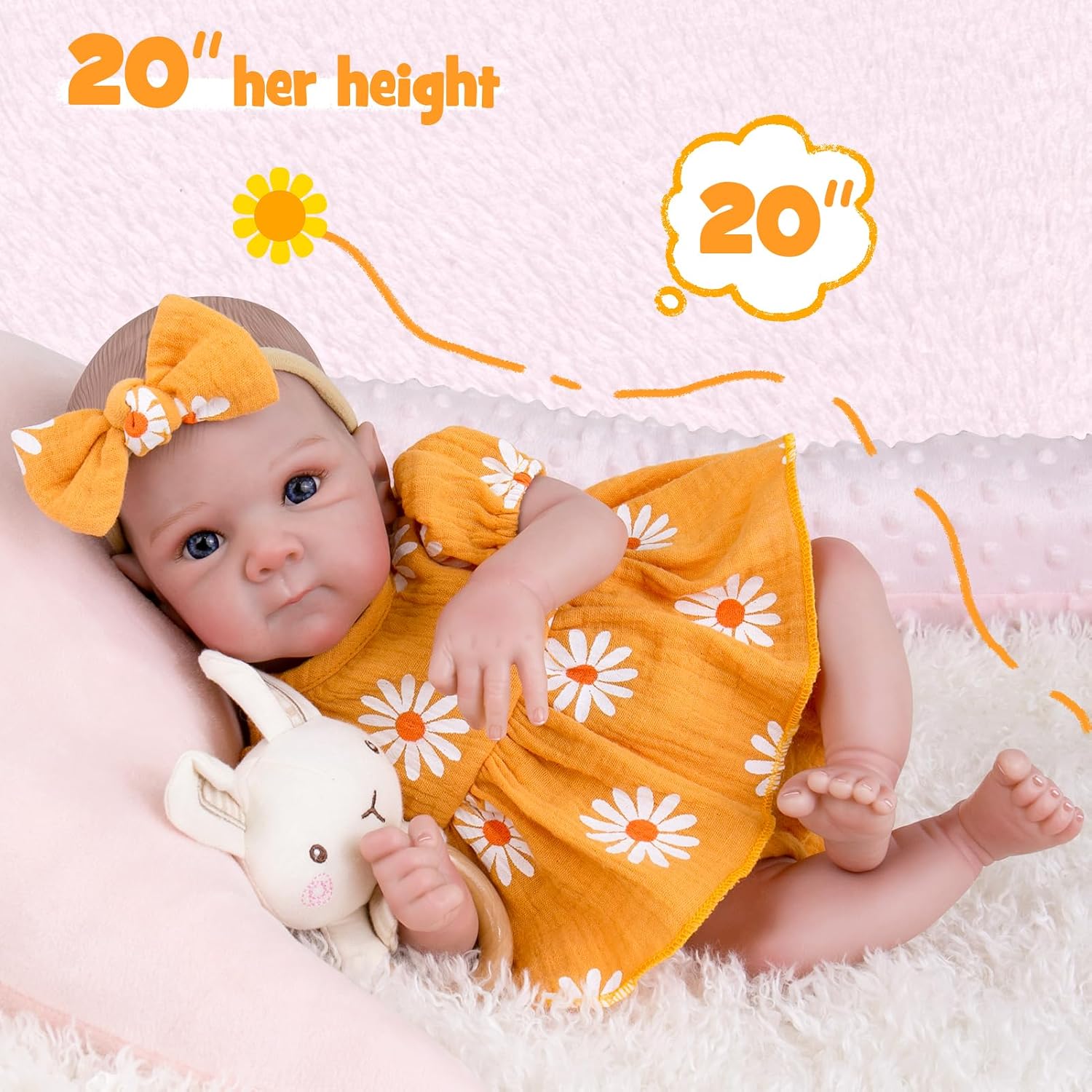 Thumbnail 2 de Aori Reborn Baby Doll Realistic Girl (20 inches) with Soft Cloth Body & Vinyl Limbs