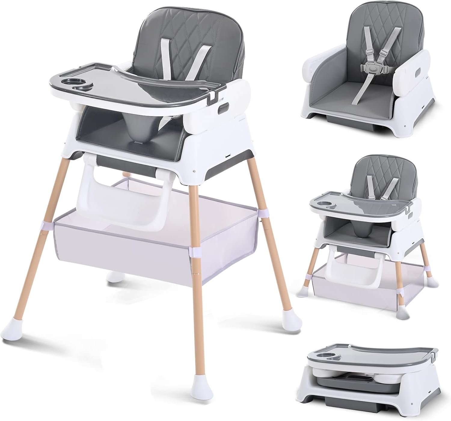 Detalle de Cozydwells 3-in-1 High Chair for Babies and Toddlers (Grey)
