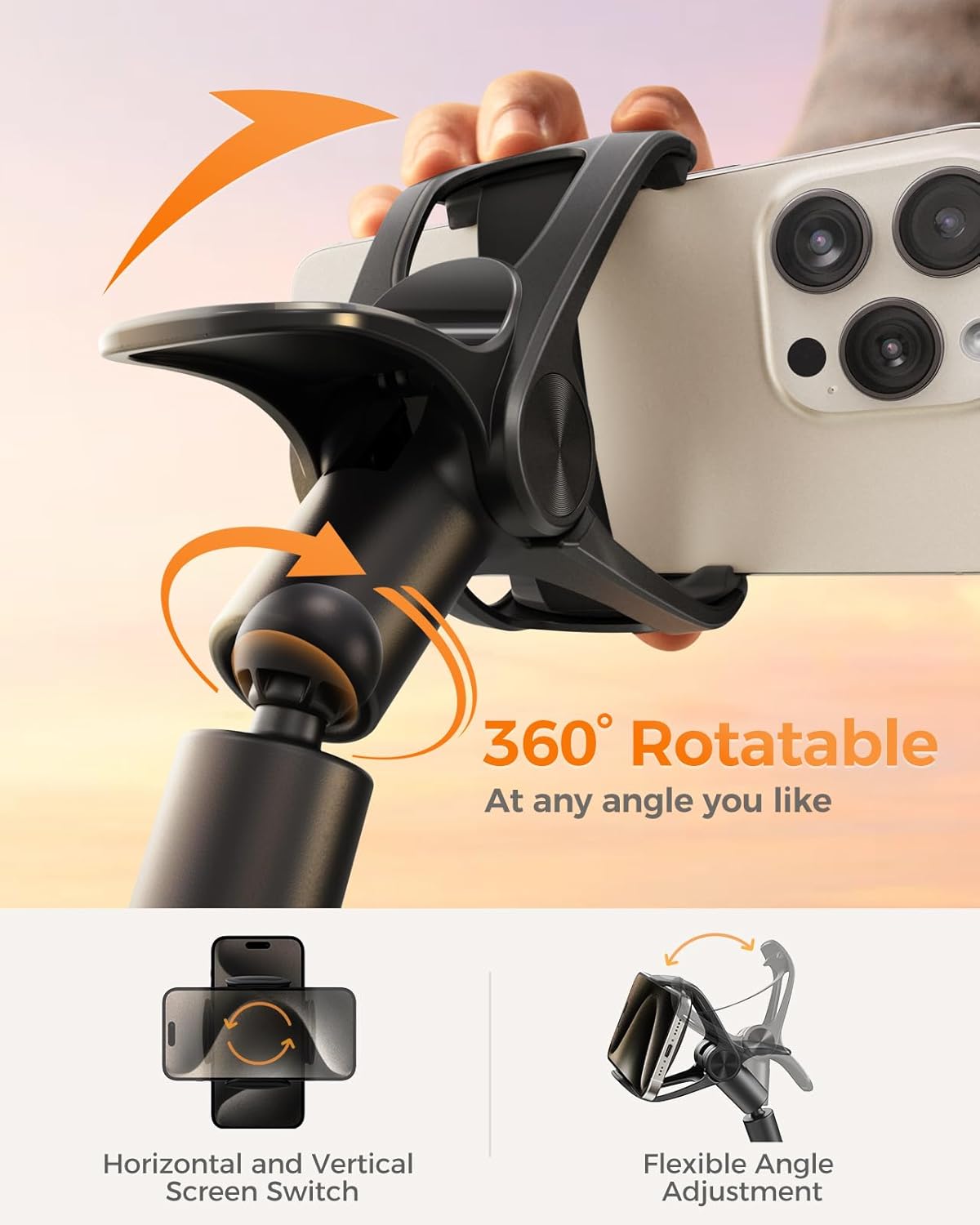 Thumbnail 2 de SAIJI Gooseneck Phone Holder for Bed (38.6” Leather-Wrapped Arm, 360° Clamp, 4–7” Devices)