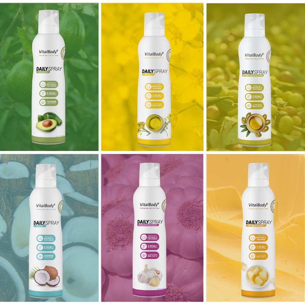 Thumbnail 1 de VitalBody+ DailySpray Probierpaket (6er Pack) – 2 kcal Ölspray für Airfryer, Braten & Grillen