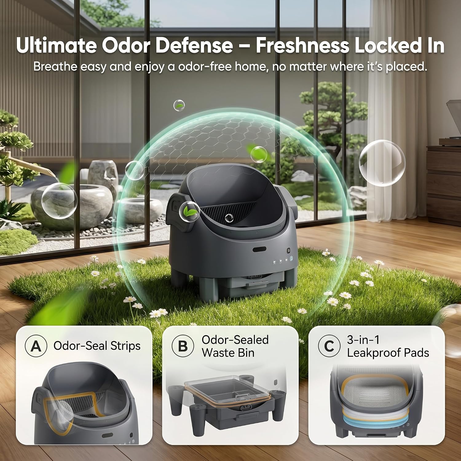 Detalle de Garvee aZ1-S3cpwEvafMejE-P-uV4RRbrg1 Self-Cleaning Cat Litter Box, Large, App-Controlled
