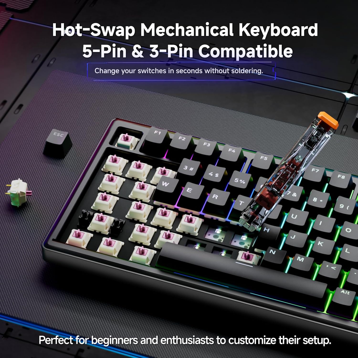 Detalle de TMKB T81E 75% mechanische Gaming-Tastatur