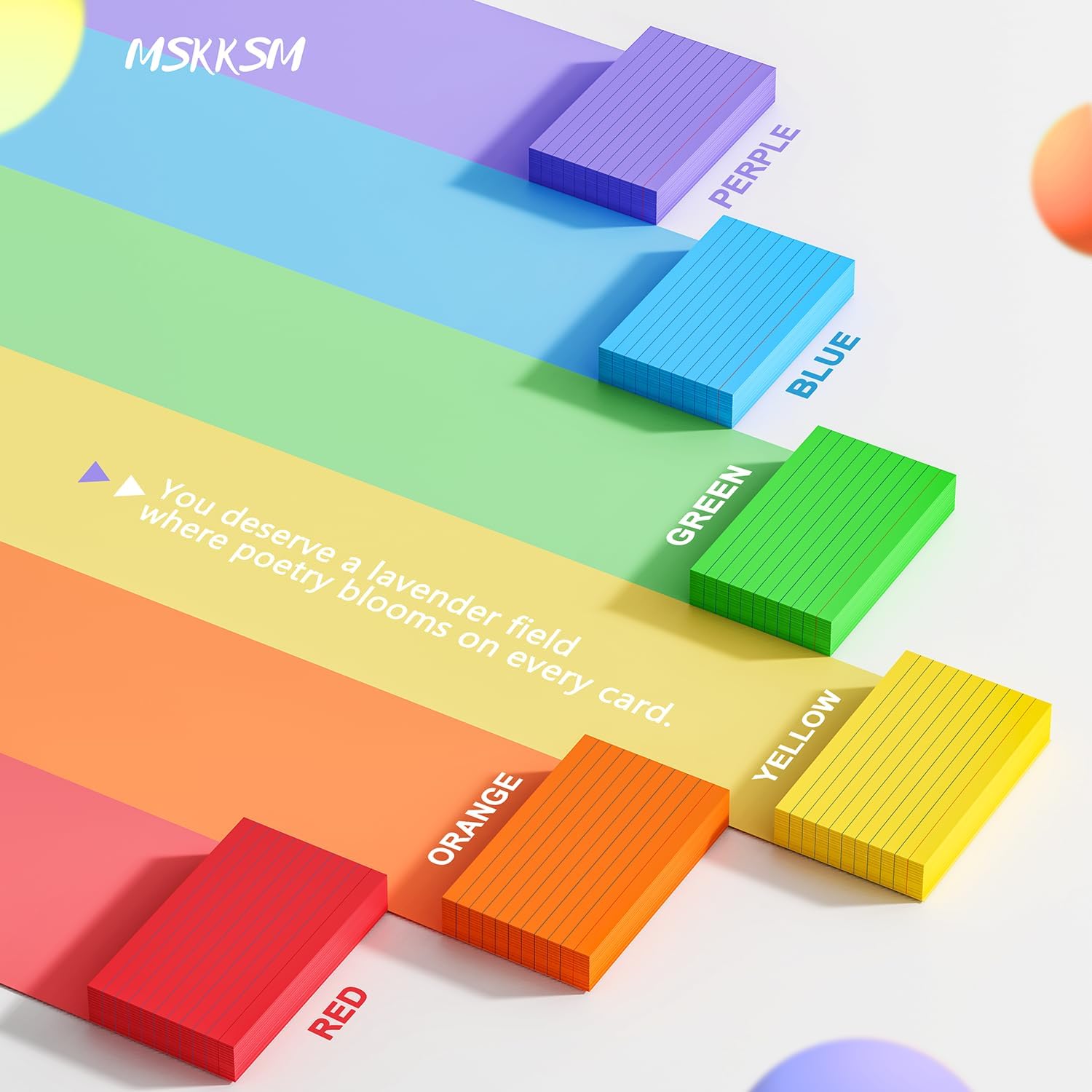 Detalle 1 de MSKKSM 3 x 5-Inch Ruled Index Cards, 300 Count, Six Neon Colors