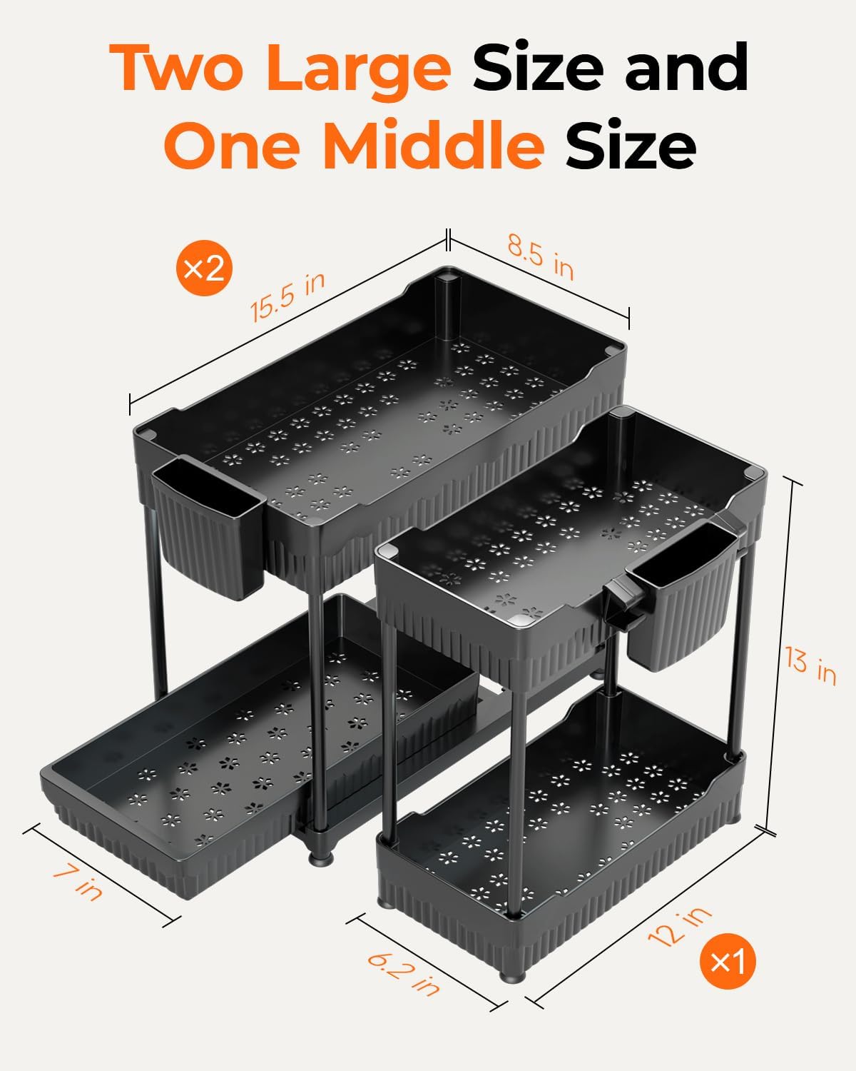 Thumbnail 2 de Sevenblue 3-Pack Under Sink Organizers, 12.8 Inch