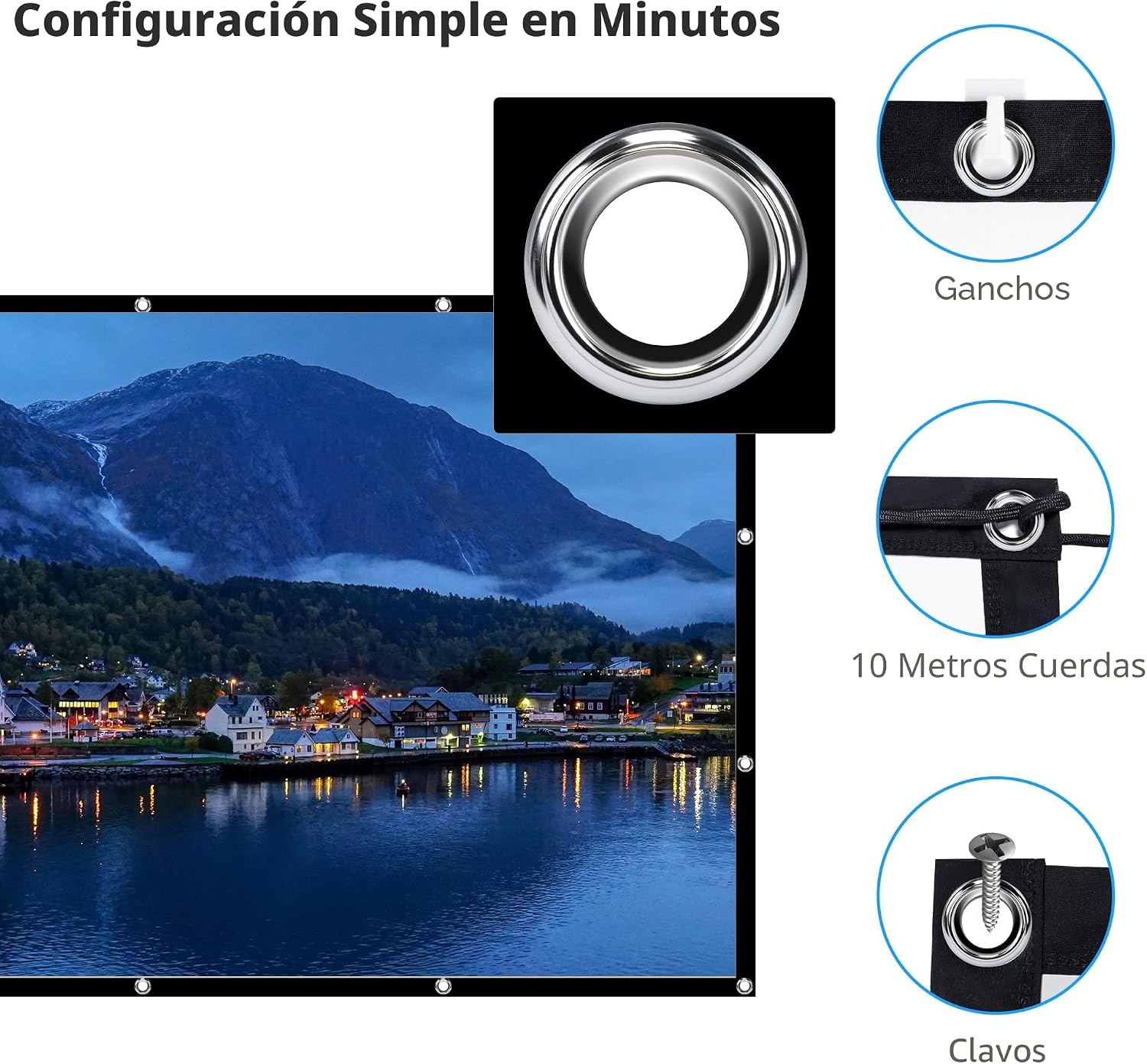 Thumbnail 4 de Pantalla Proyector LEORFI 100'' (227x127 cm) – 16:9, 4K/Full HD, Portátil y Doble Cara para Cine en Casa y Exterior