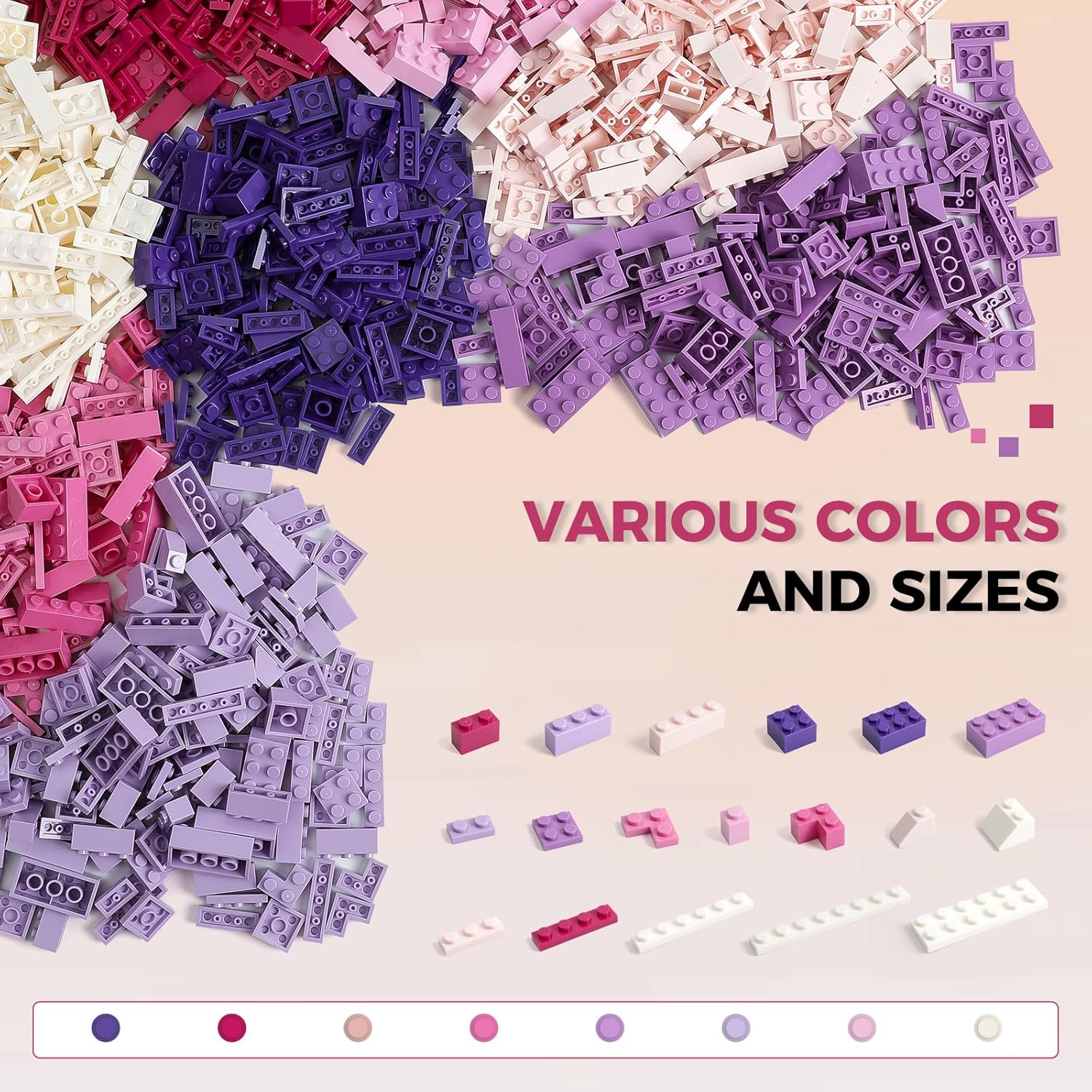 Detalle 2 de HUIZDQ 1500 Pieces Building Bricks – Classic Set Compatible with All Major Brands (Girl Colour)
