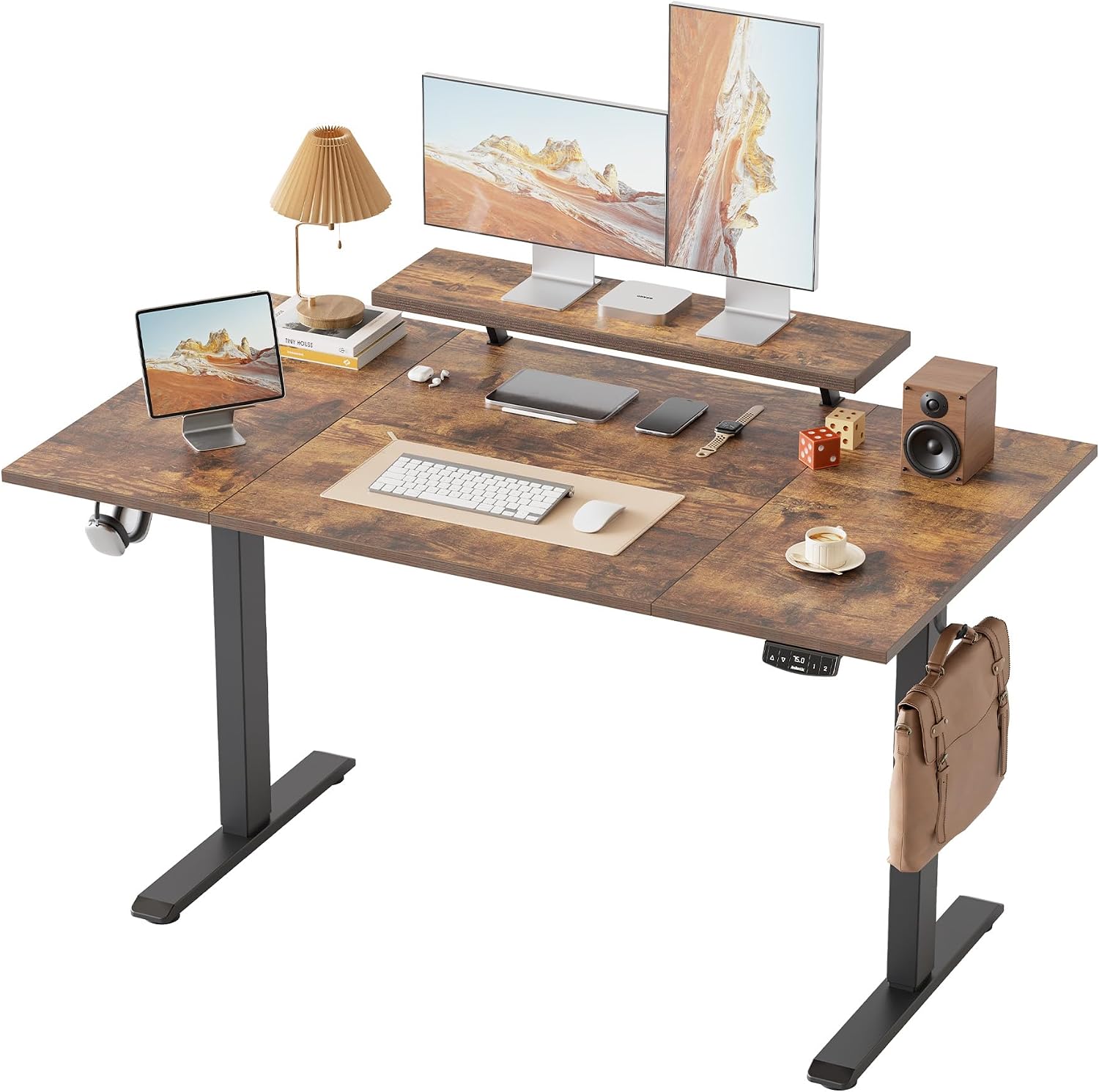 Thumbnail 6 de Klicelor Electric Height Adjustable Desk with Movable Monitor Stand, 120x80cm, 72-116cm Height, 2 Memory Buttons, White