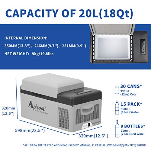 Thumbnail 5 de Alpicool C20 20L Compressor Car Fridge Freezer – Portable 12V Camping Cooler