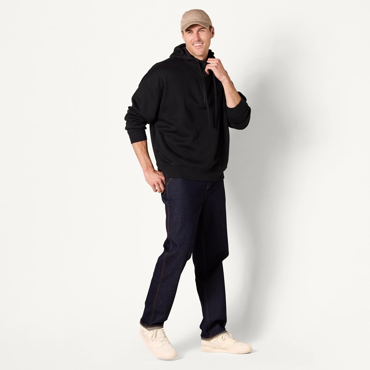 Thumbnail 6 de Amazon Essentials Herren Oversize-Kapuzensweatshirt mit Viertel-Reißverschluss