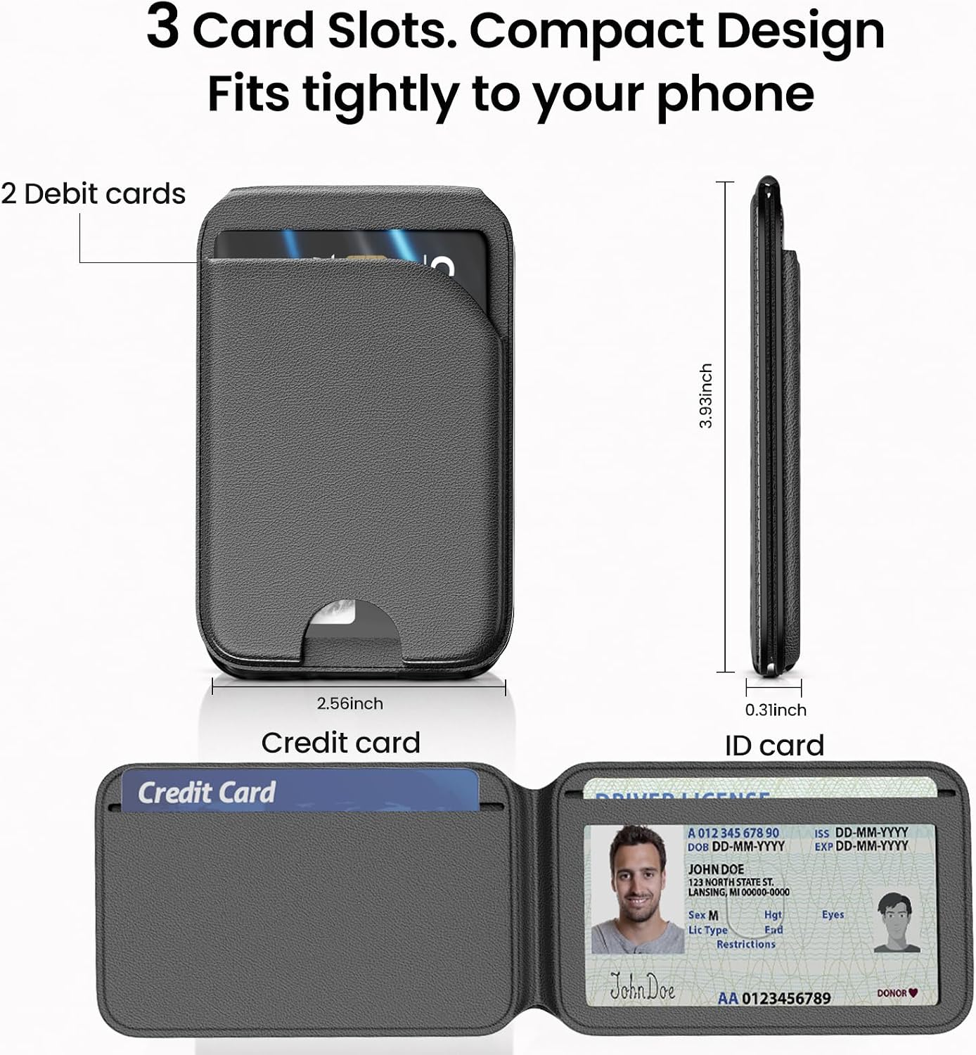 Detalle de QYQBOON Mag-Safe Leather Wallet for iPhone 17