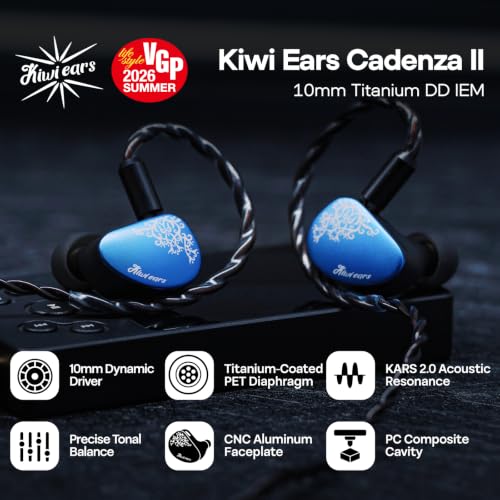 Detalle 2 de Linsoul Kiwi Ears Cadenza II: IEM dinamico con driver da 10 mm e chassis CNC in alluminio blu