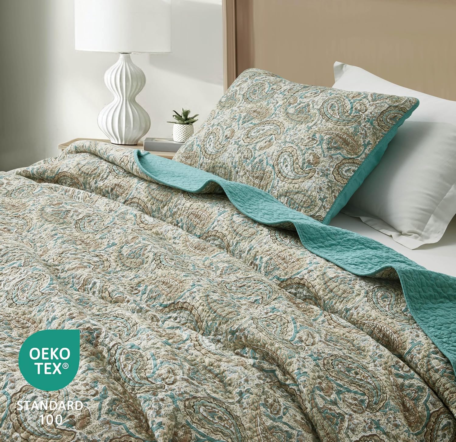 Detalle 2 de Chezmoi Collection Cotton Quilt Set, Twin Size