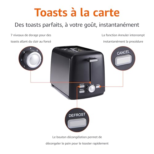 Thumbnail 1 de Amazon Basics Grille-Pain 2 Tranches avec Fentes Extra-Larges, 800W, Noir