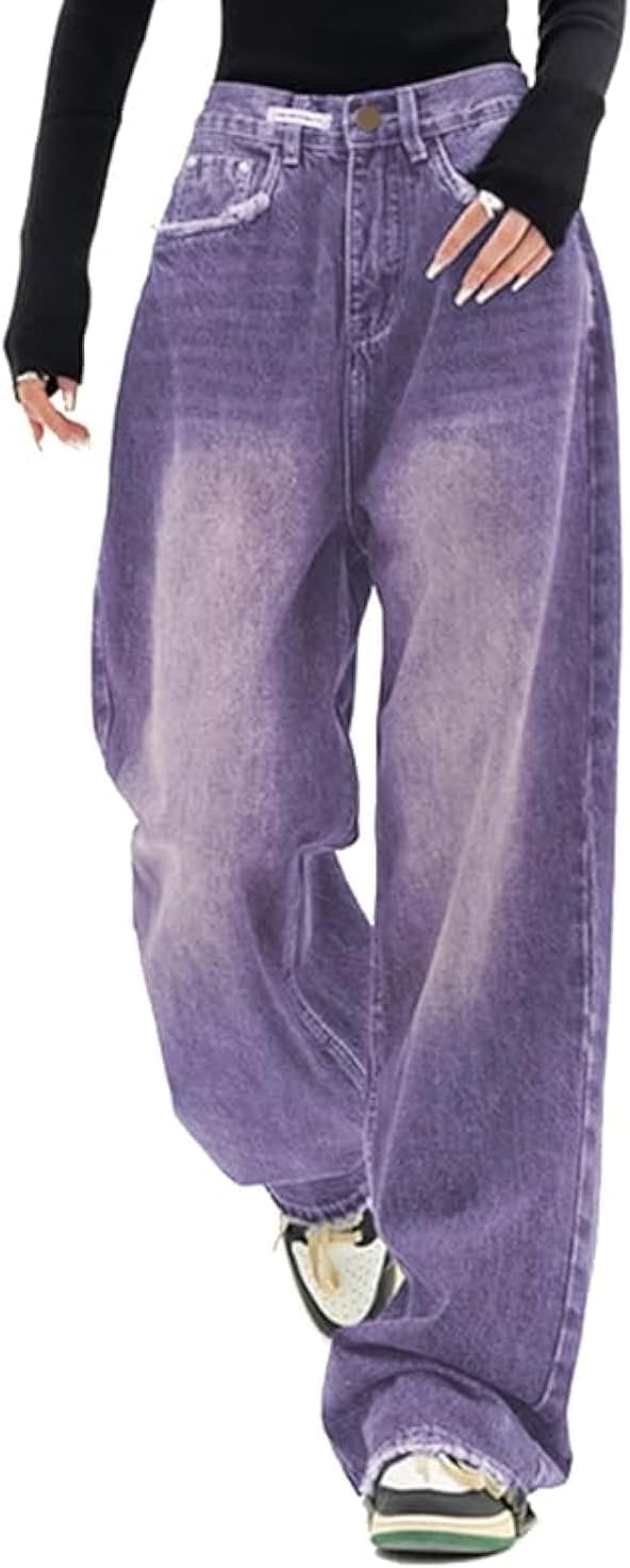Thumbnail 4 de EMMIOL Women Baggy Jeans — Mid-Low Waist Boyfriend Wide-Leg Denim Pants