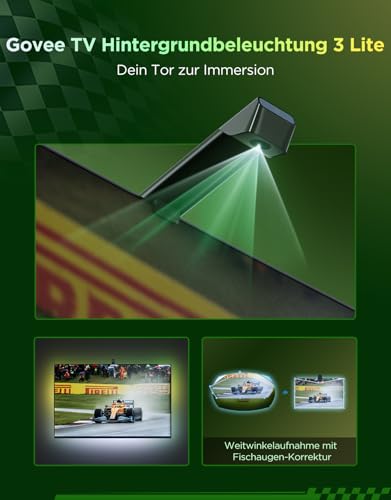 Thumbnail 1 de Govee TV Hintergrundbeleuchtung 3 Lite mit Fish-Eye Korr, 55–65 Zoll – präzise Farbanpassung und immersives Look & Feel