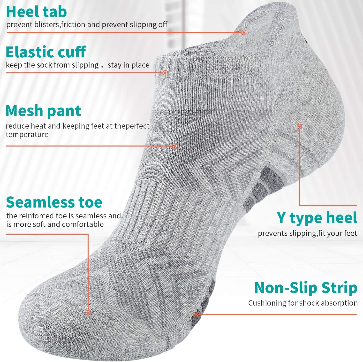 Thumbnail 2 de coskefy Thick Cushion Running Socks (Ankle, Anti-Blister) – 6 Pairs