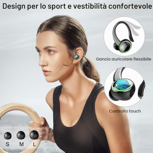 Detalle de Matast 2026 Cuffie Bluetooth 5.4 Sport: auricolari In Ear con ANC ENC, LED Display e certificazione IP7