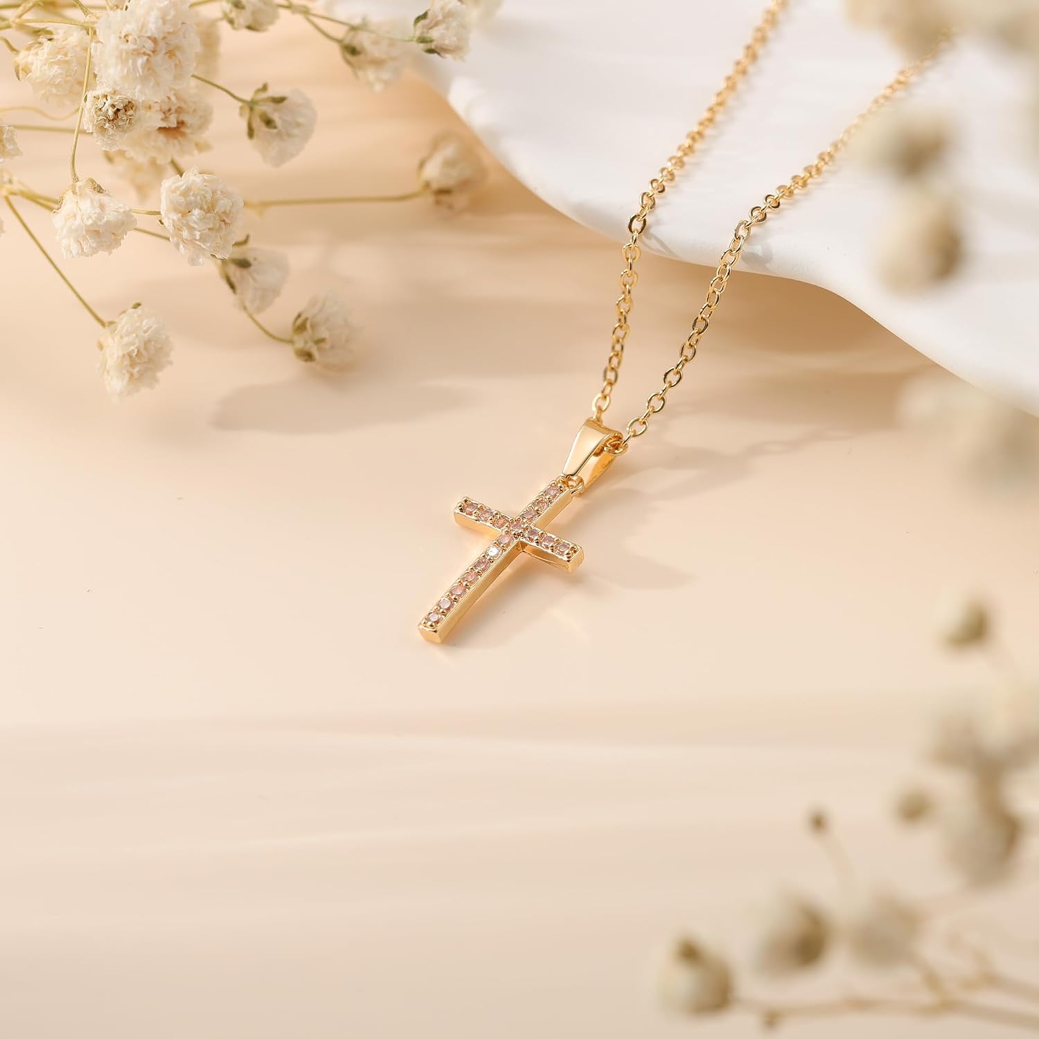 Thumbnail 6 de TINGN Collana a croce in oro da donna – placcatura 14K, lunghezza regolabile 35/45 cm