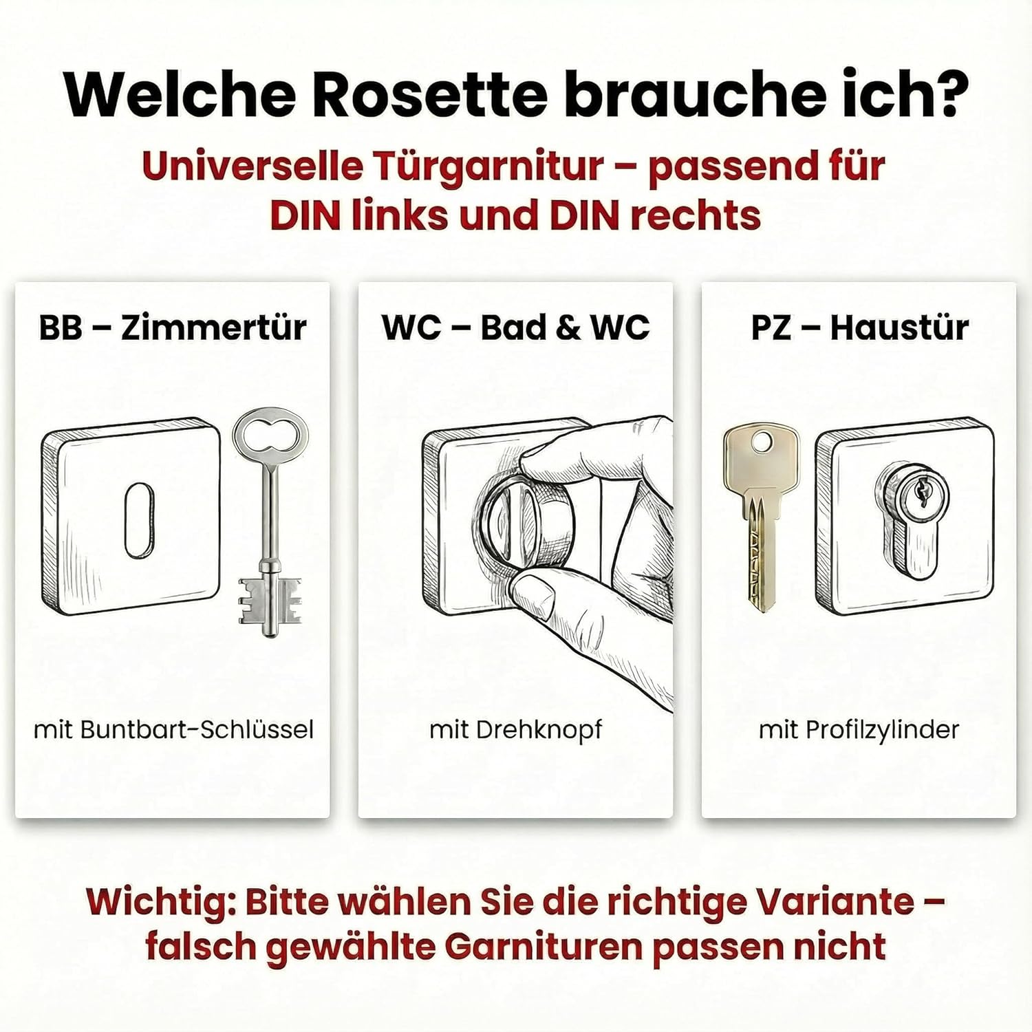 Thumbnail 4 de Gavroche Türgriffe Set PZ für Innentüren (Profilzylinder) in Silber-Chrom & Weiß