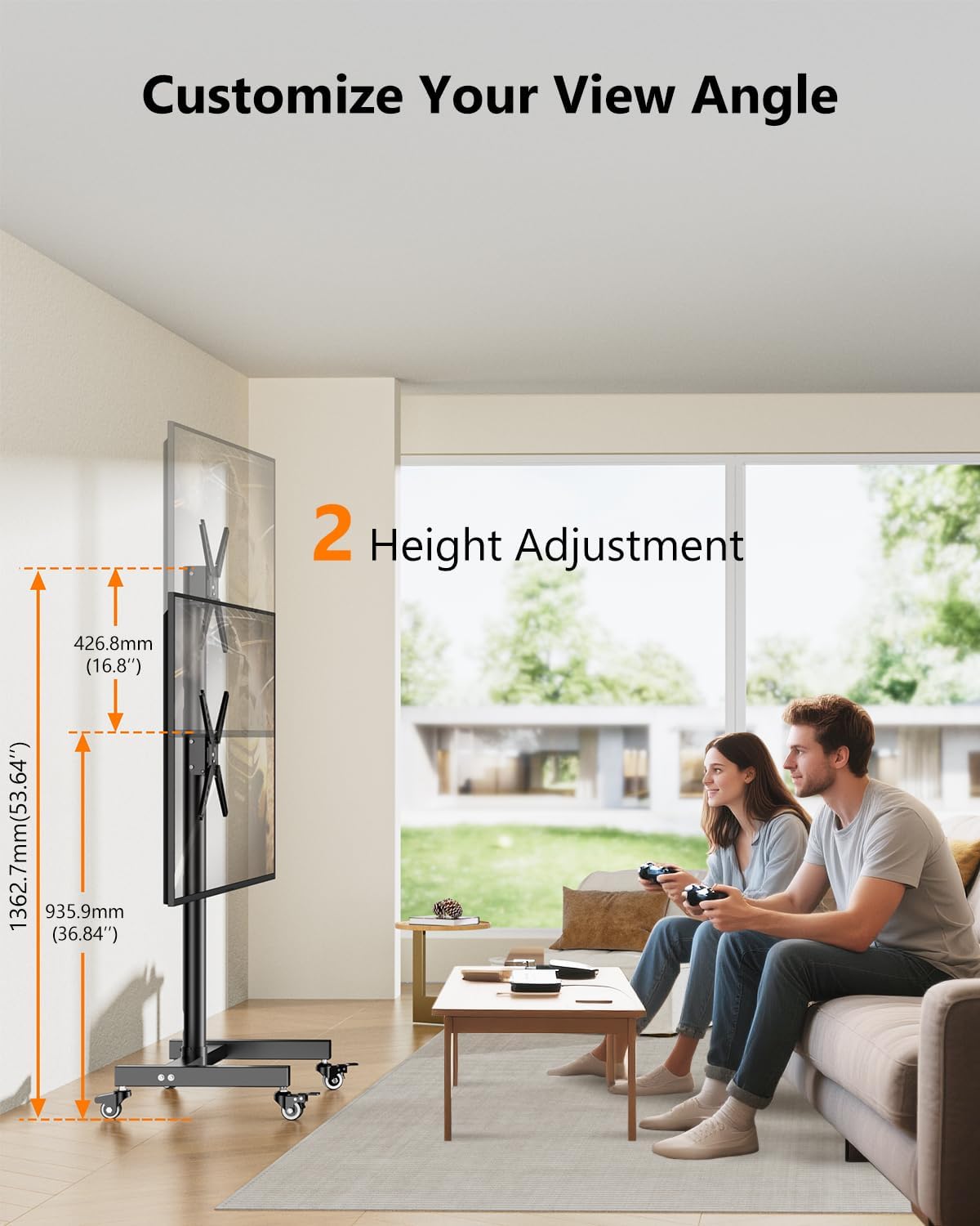 Thumbnail 5 de WHYFONE Mobile TV Stand on Wheels 17-50in