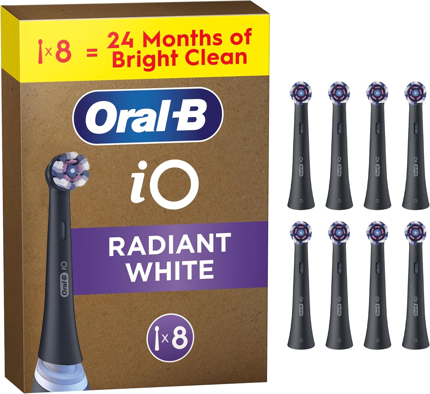 Detalle de Oral-B iO Radiant White Original electric toothbrush heads (Black) – pack of 8 replacement heads