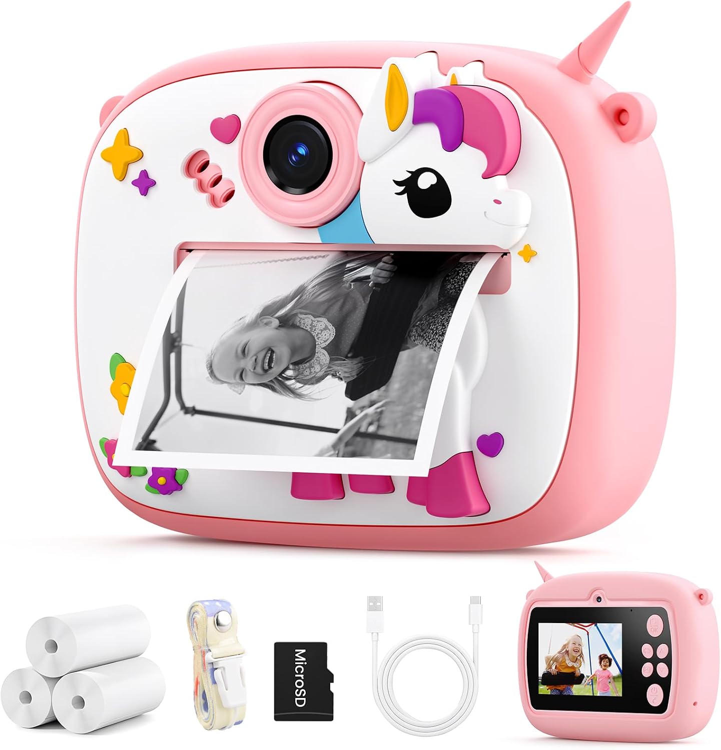 Detalle de Fotocamera istantanea per bambini YOZISS 1080P HD con stampa immediata e rotoli di carta