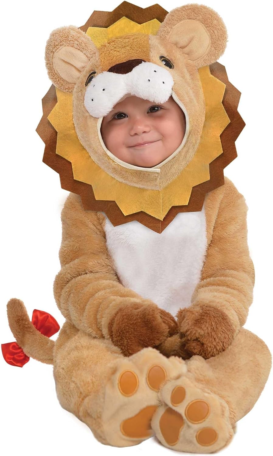Detalle de Amscan Baby Roar Lion – pluszowy kostium lwa dla dzieci z grzywą i kapciami