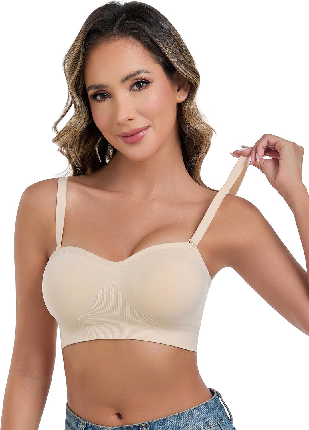 Thumbnail 5 de ANGOOL Strapless Wirefree Bandeau Bra with Silicone Non-Slip Grip (Tube Top, Padded)