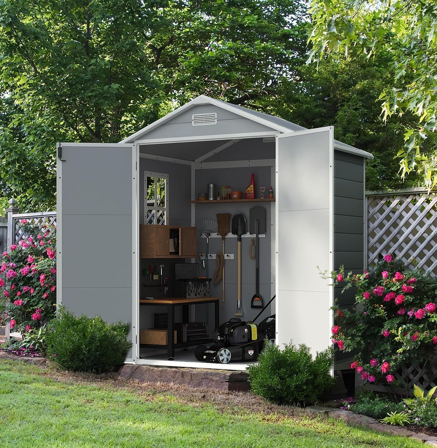 Detalle 2 de Devoko Resin Outdoor Storage Shed, 6 x 4 FT