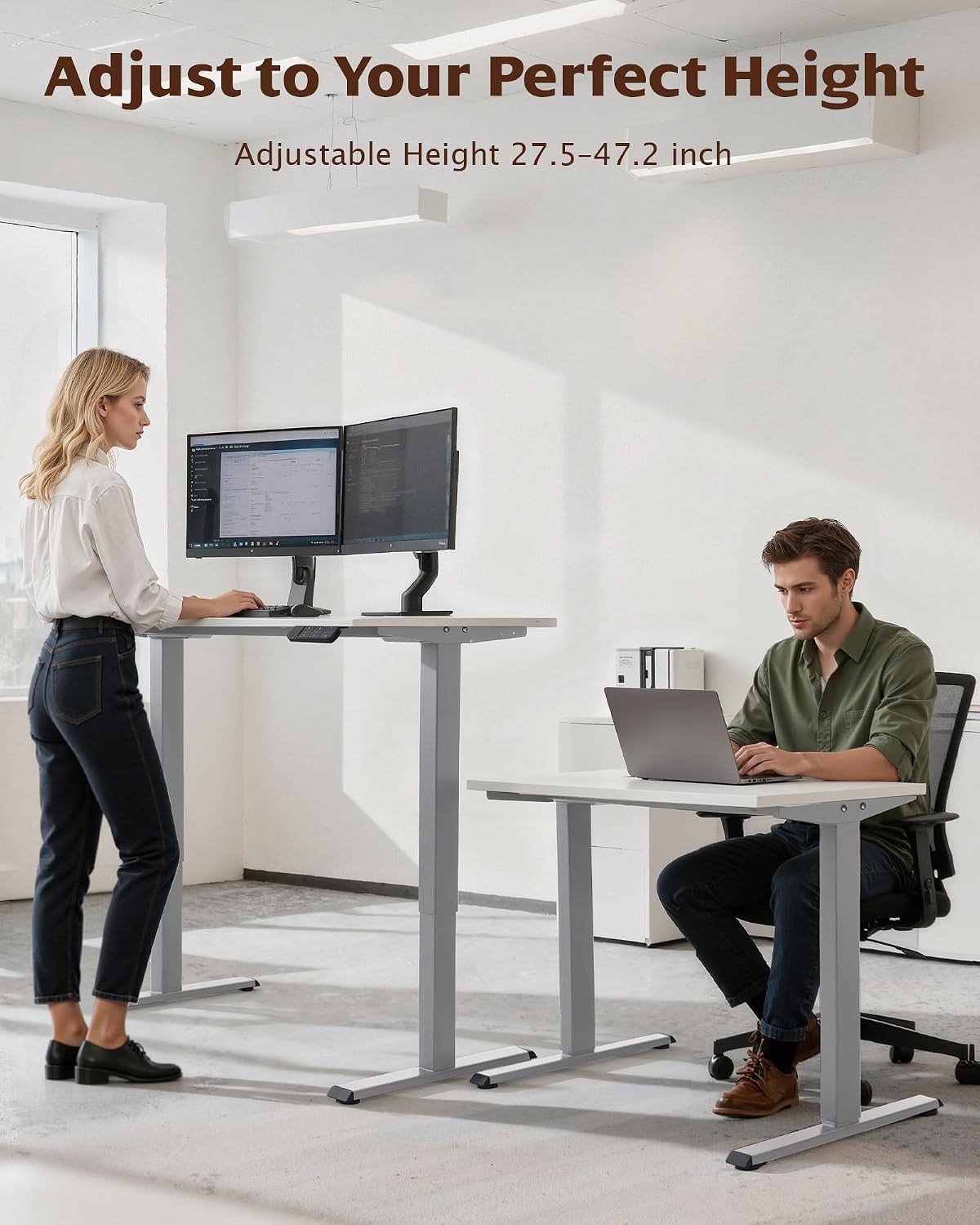 Thumbnail 3 de TOPSKY DF02.01 Dual-Motor Standing Desk Frame, 225 lb Capacity, Gray