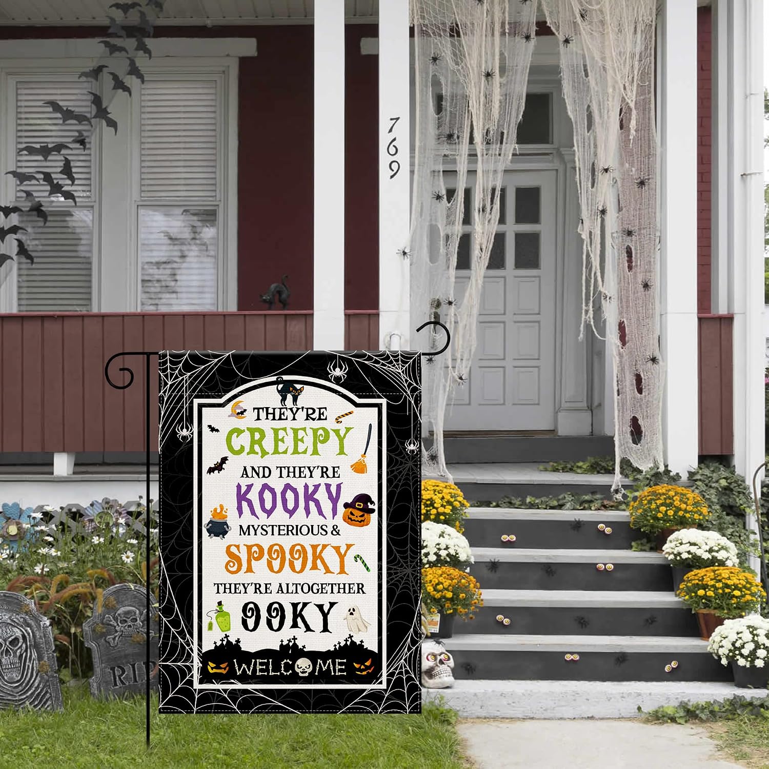 Detalle 2 de OHOME Halloween Garden Flag, Double-Sided Polyester, 12 x 18 Inch