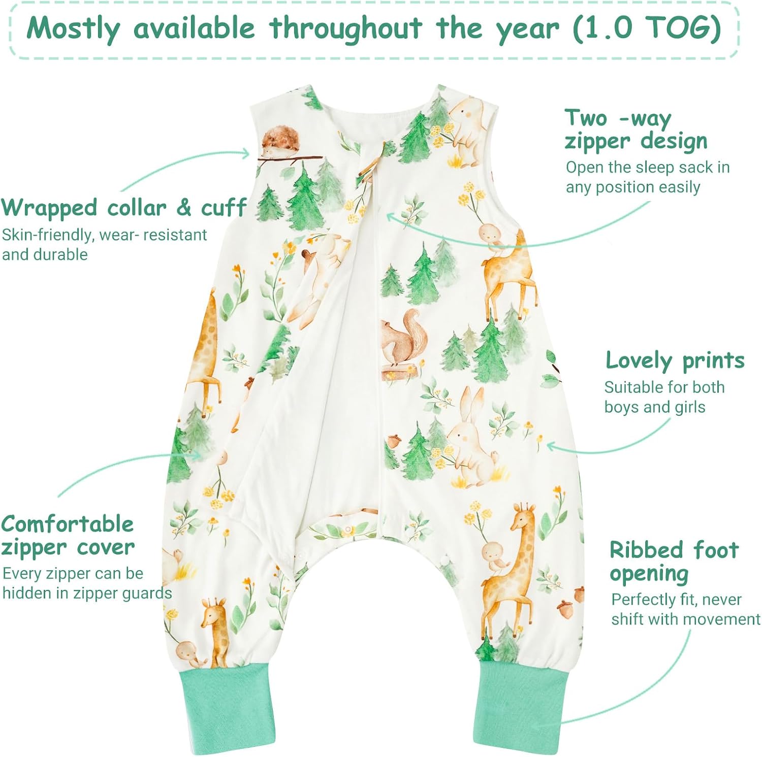 Thumbnail 2 de WYTbaby 2 Pack Sleeping Bag with Legs (0.5, 1, 1.5 Tog) – 100% Cotton Baby Sleep Sack