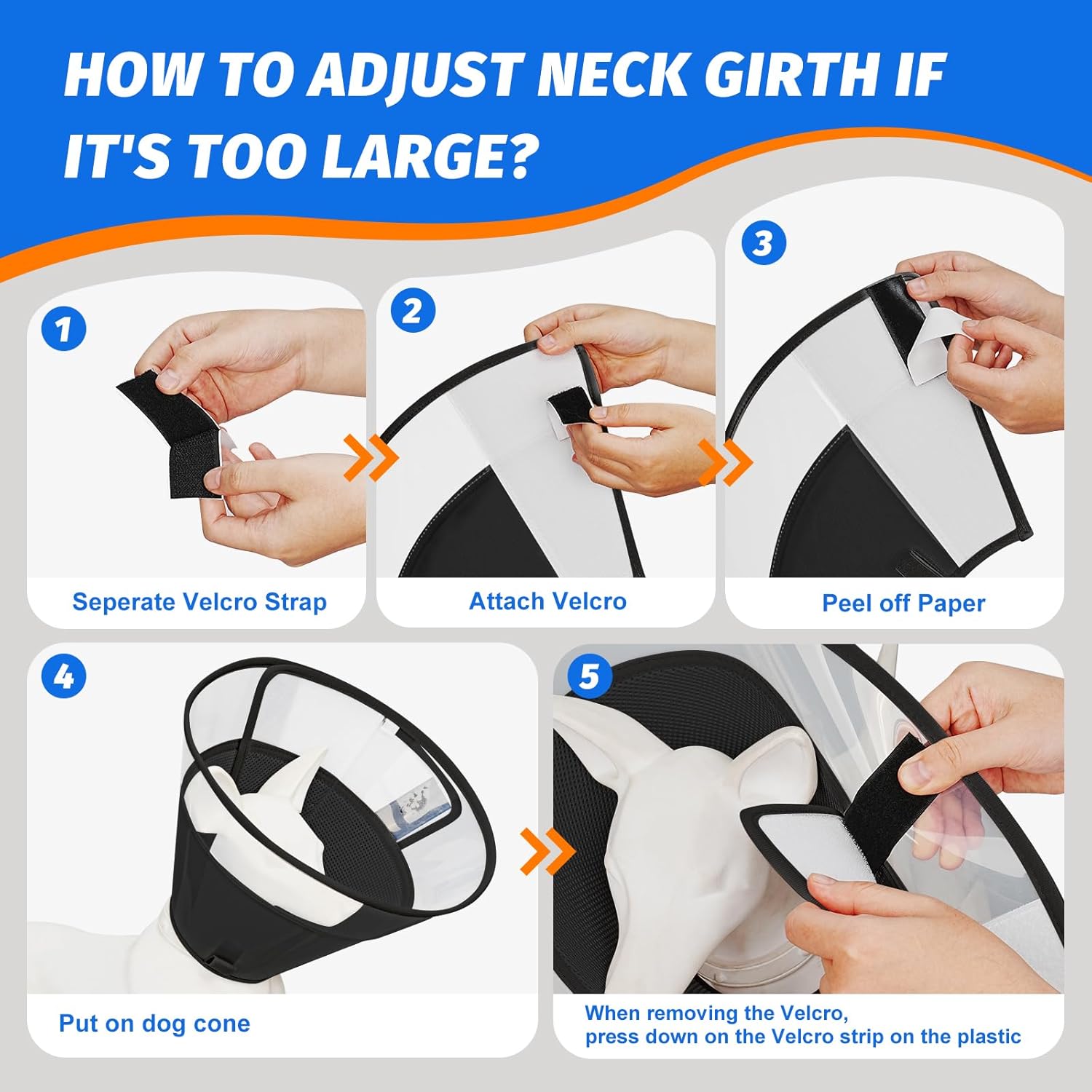 Detalle de Supet Dog Cone Collar with Soft Pad, Transparent Elizabethan Recovery Collar for Dogs