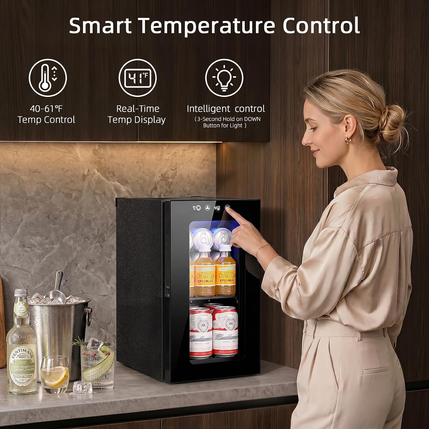 Detalle de Antarctic Star JC-10UEX-F 10L Beverage Mini Fridge with Digital Temperature Control