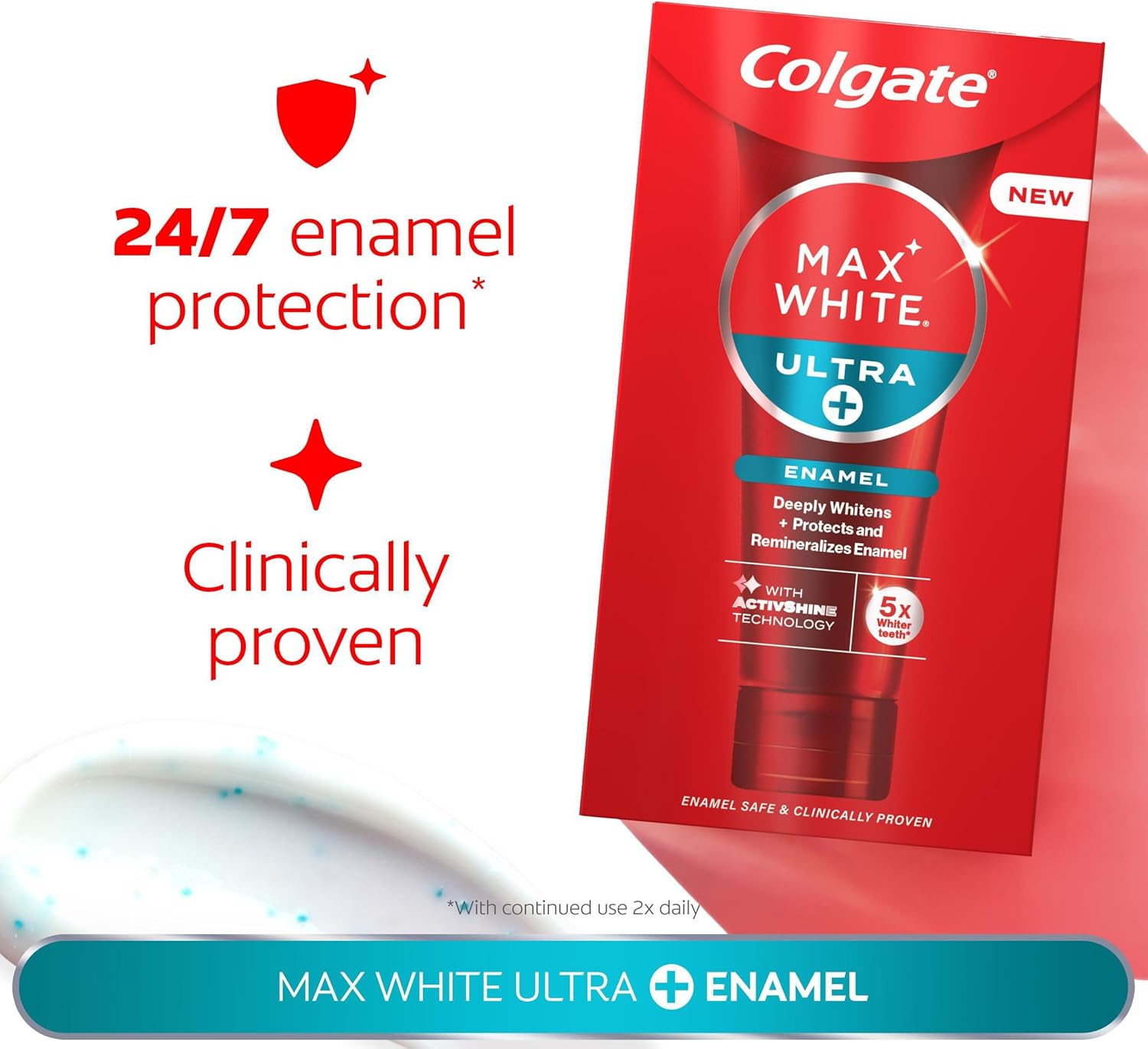 Detalle de Colgate Max White Ultra+ Enamel Toothpaste 75ml: Deep Whitening, Enamel Protection and ActivShine