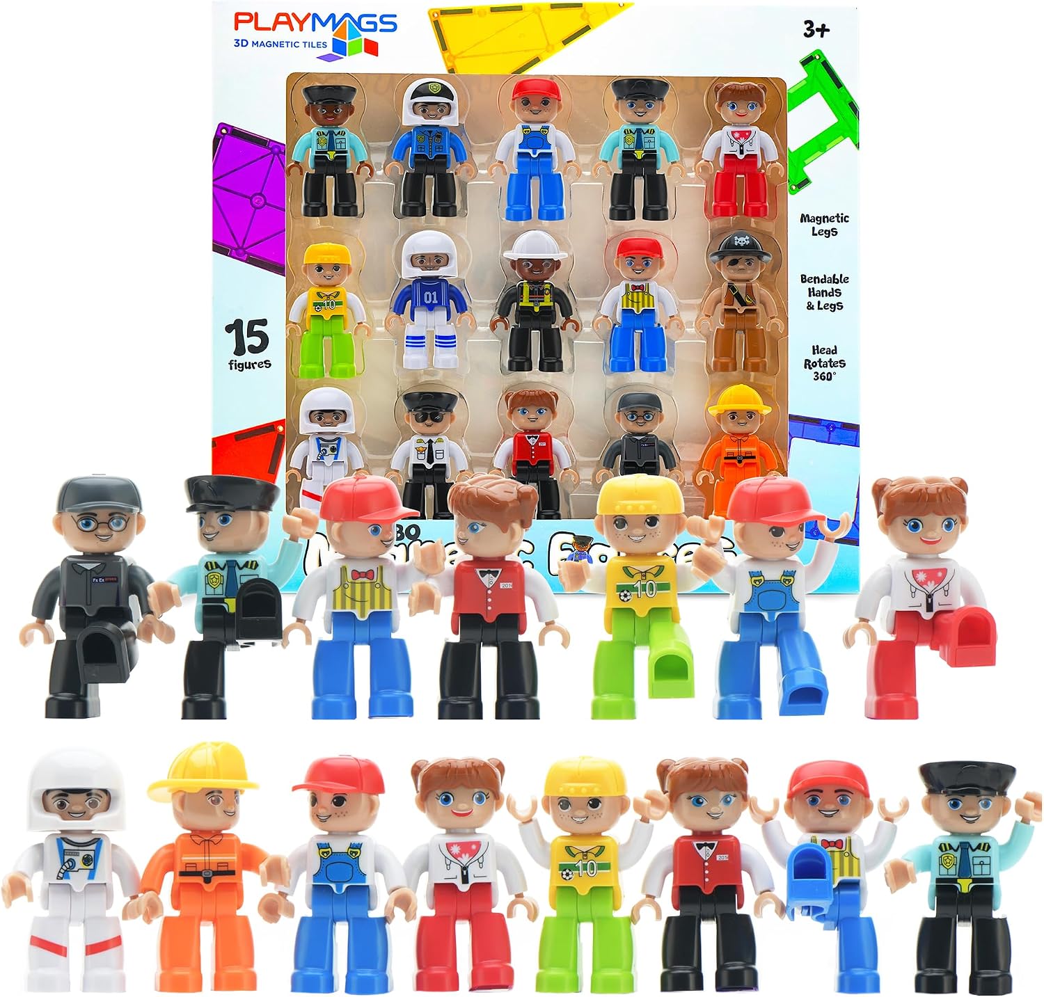 Detalle de Playmags Large Magnetic Figures Community Set – 15 magnetycznych figurek, 3 cale