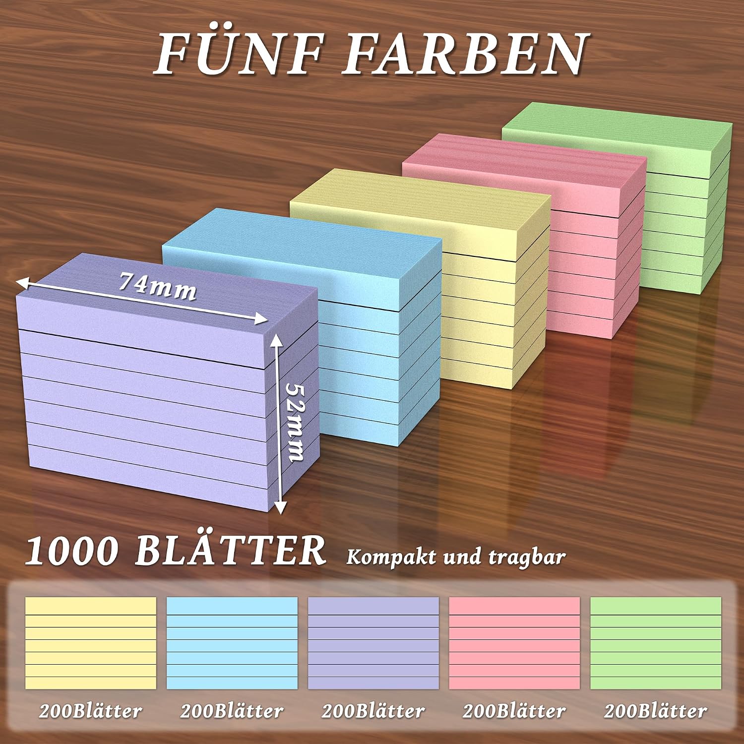 Detalle de 1000PCS Karteikarten Set – A8 Linierte Lernkarten mit Lernbox, Vielseitig für Vokabeln, Formeln und Notizen