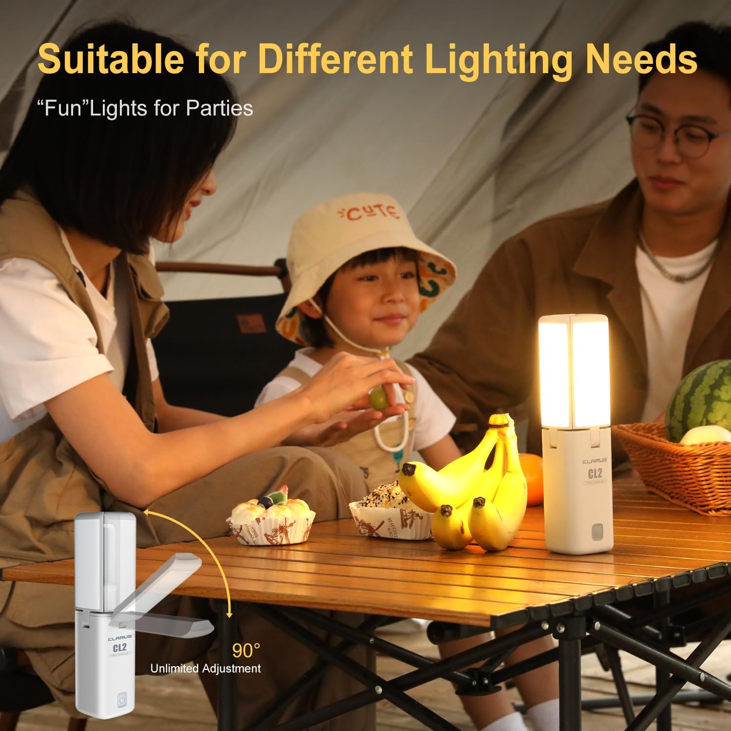 Detalle de KLARUS CL2 Lampe Camping Multifonctionnelle — Lanterne déformable 10000 mAh, 750 lumens