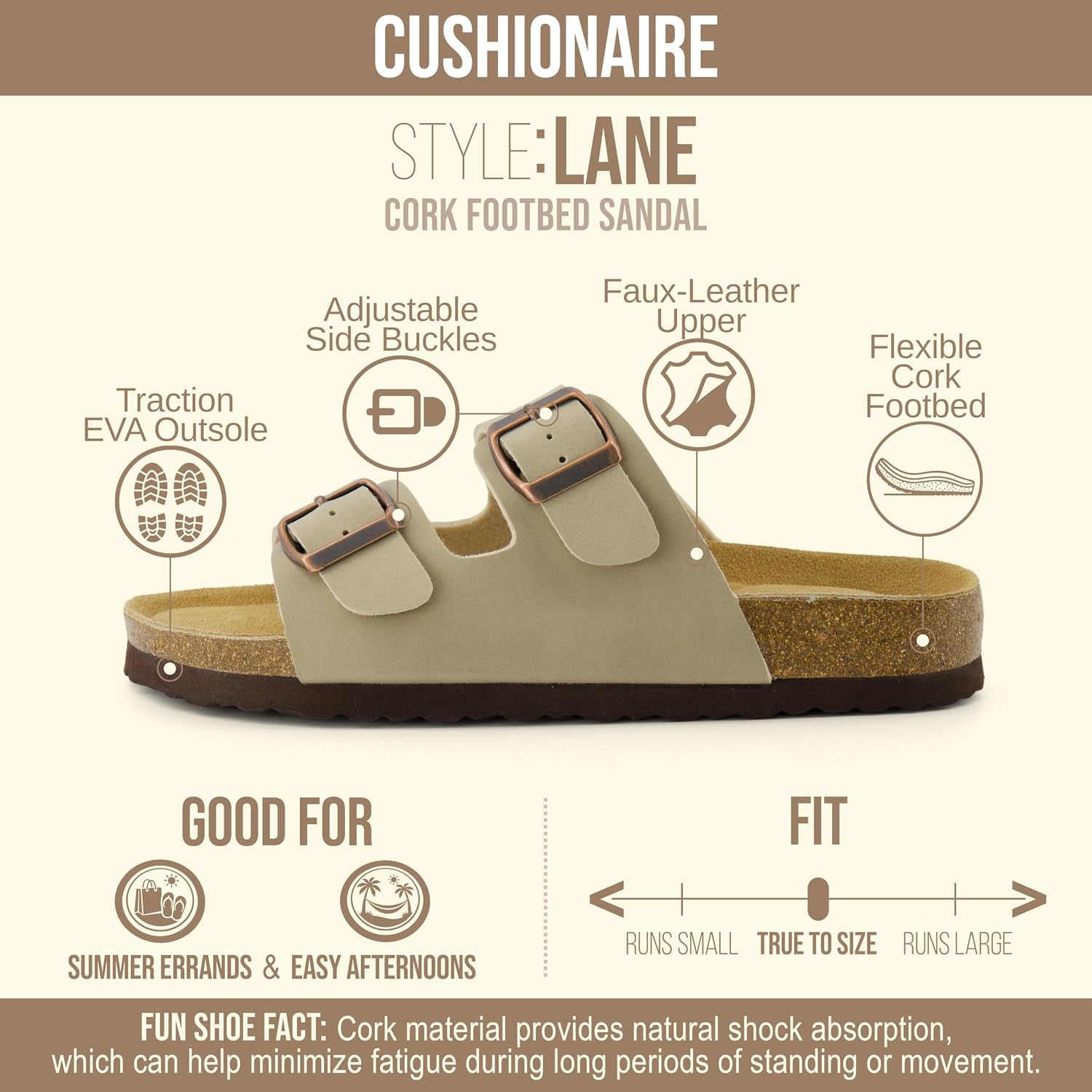Detalle de CUSHIONAIRE Women's Cork Slide Sandals