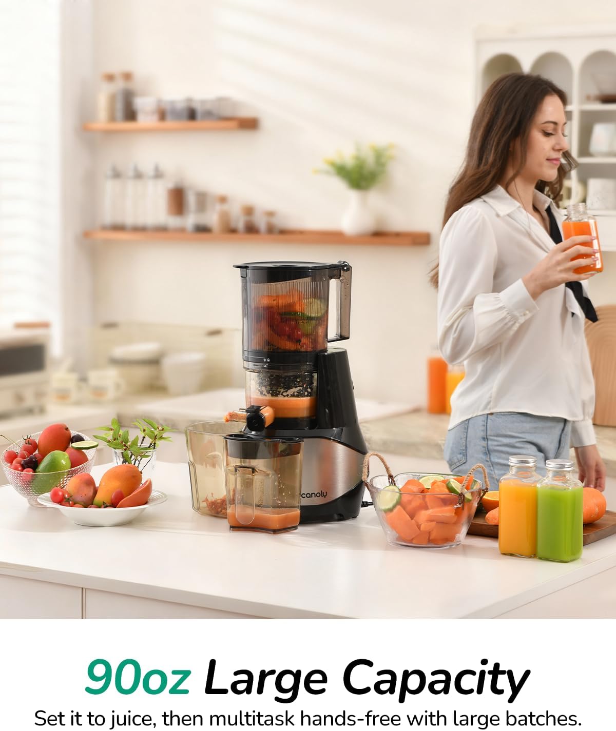 Thumbnail 6 de Canoly C09 Cold Press Juicer (6” extra-wide chute, 3-in-1 strainers) for juice, sorbet, and nut milk