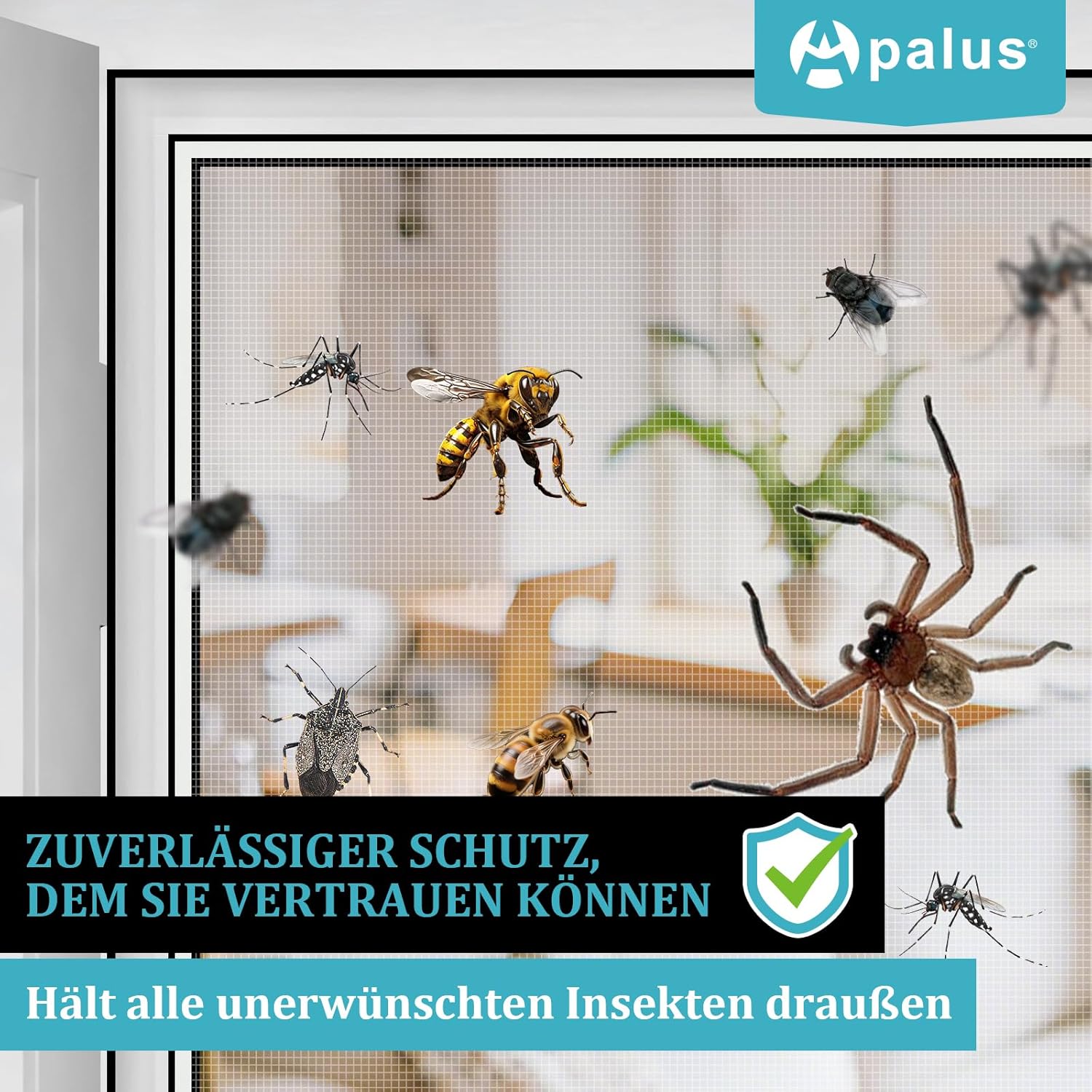 Thumbnail 4 de Apalus Fliegengitter Fenster mit Klettband – Mücken- und Insektenschutz ohne Bohren (2 Stück, 130 x 150 cm, weiß)