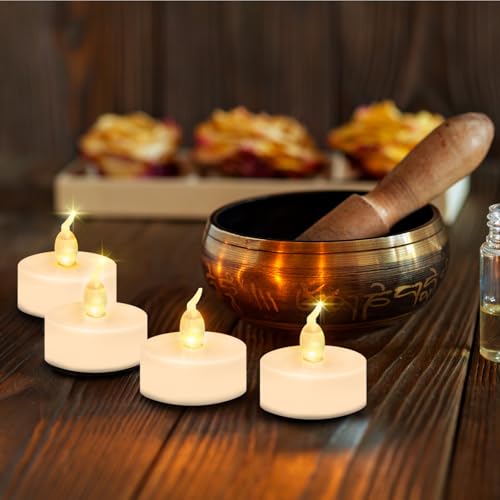 Detalle de CNMTCCO 24 velas LED de té: velas sin llama con parpadeo realista y 200 h de batería