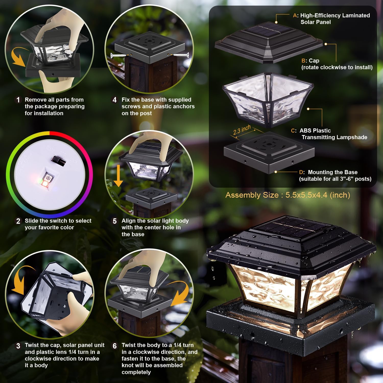 Detalle 2 de AEFRELEOHT solar post cap lights, 4x4