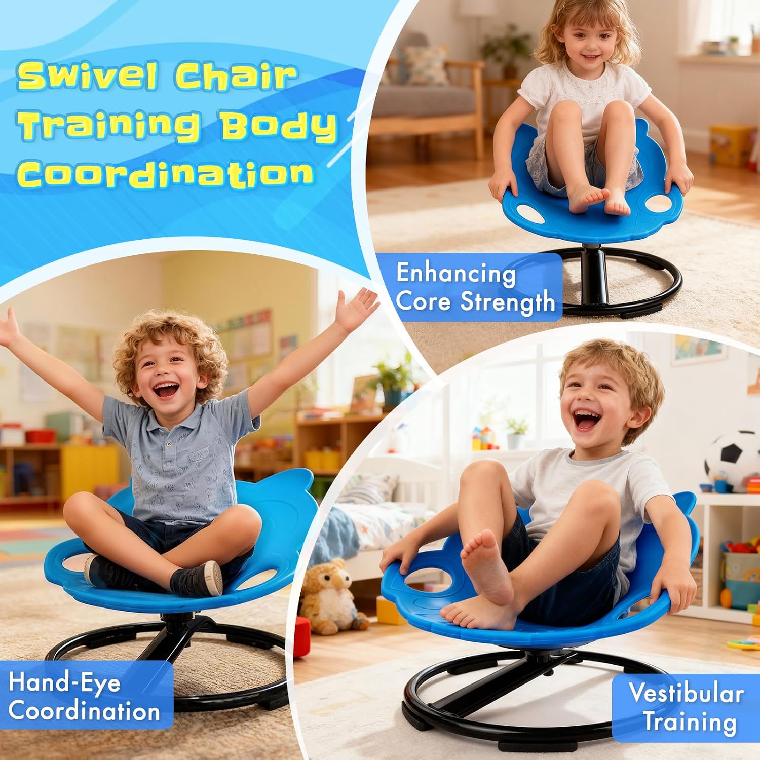 Thumbnail 2 de Spinning Chair for Autistic Kids – Owl Swivel Sensory Chair (Sky Blue)