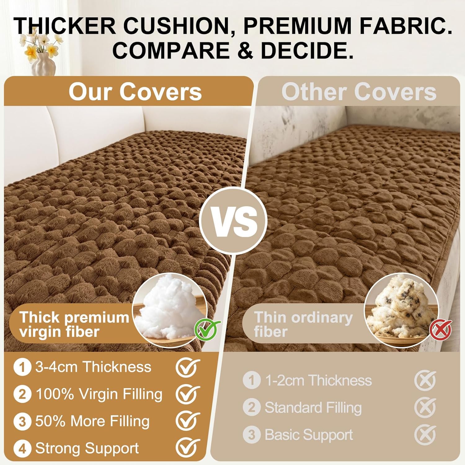 Thumbnail 3 de Smiry Couch Covers for Dogs (Washable, Non-Slip) Fuzzy Flannel Sofa Protector, Chocolate